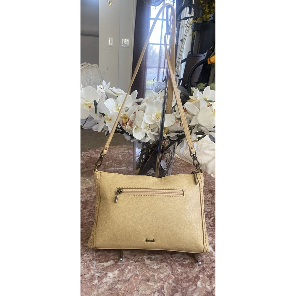 New The SaK Iris Pastel Yellow Pebbled Leather Crossbody Bag, $128